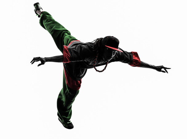 hip hop acrobatic break dancer breakdancing young man jumping si - Fotografie, Obrázek
