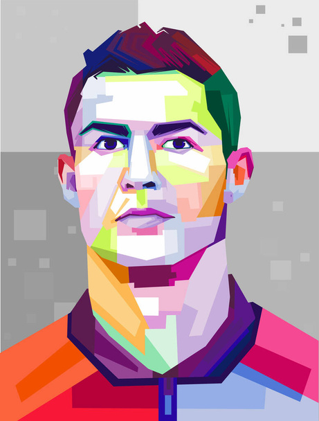 Portuguese Footballer Cristiano Ronaldo vector isolated portrait stylized illustration - Vektör, Görsel
