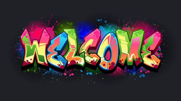 Welcome - A Cool Graffiti Art Design with vibes from the vibrant urban street art style. - Vector, afbeelding
