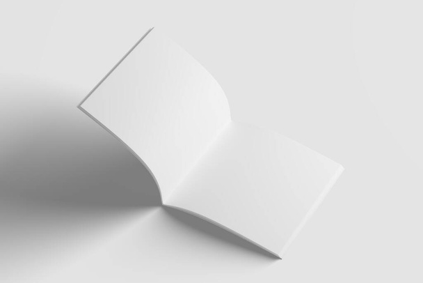 Square Brochure Magazine 3D Rendering White Blank Mockup for Design Presentation - Foto, Imagen