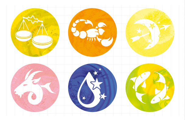 signs of the zodiac in watercolor circles, vector illustration - Vektor, obrázek