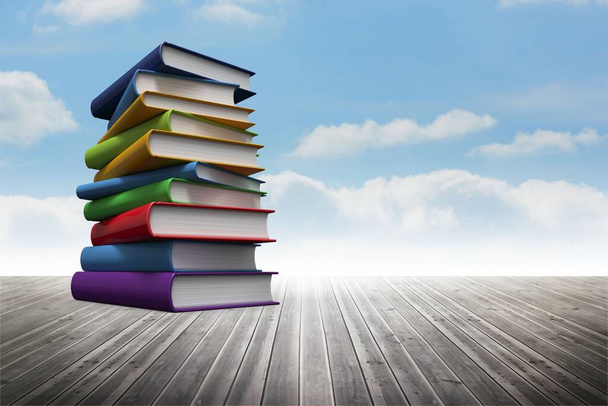 Stack of books against sky - Foto, imagen