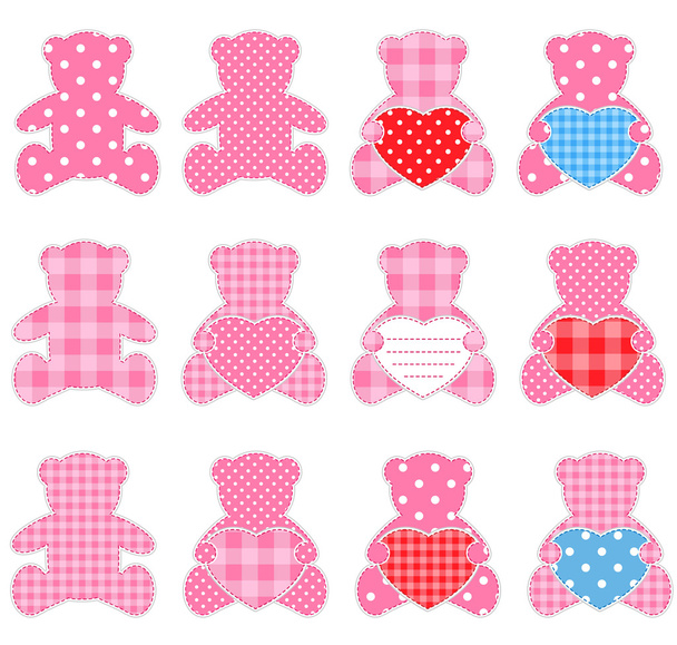 Twelve pink bears - Vetor, Imagem