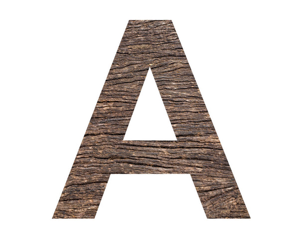 Alphabet letter A - Rustic tree bark background - Фото, зображення