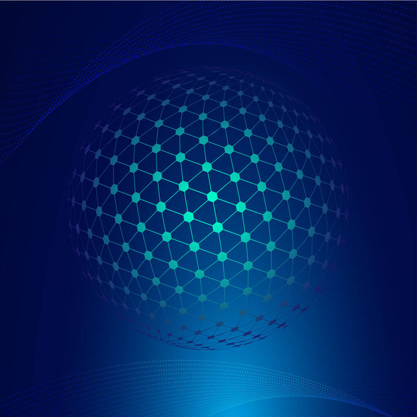 Blue abstract 3d globe with globe halftone effect like cosmos - Wektor, obraz