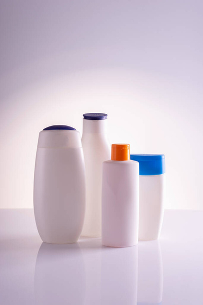 plastic bottles for cosmetics isolated on white background. - Foto, Imagem