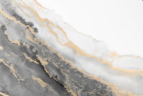 Marble ink abstract art from meticulous original painting abstract background . Painting was painted on high quality paper texture to create smooth marble background pattern of ombre alcohol ink . - Foto, Imagem