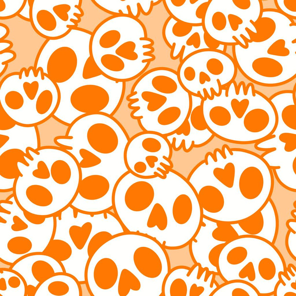 Cartoon doodle seamless Halloween skulls pattern for wrapping paper and clothes print and kids accessories and fabrics and notebooks and textiles. High quality illustration - Valokuva, kuva