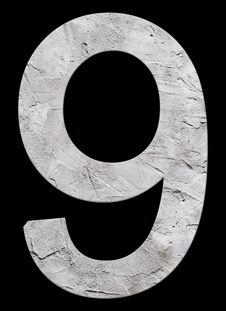 Number 9 with concrete texture, on black background - Valokuva, kuva