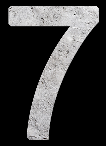 Number 7 with concrete texture, on black background - Fotografie, Obrázek