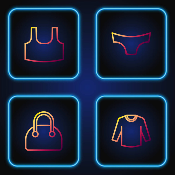 Set line Sweater Handbag Undershirt and Men underpants. Gradient color icons. Vector. - Vector, Imagen