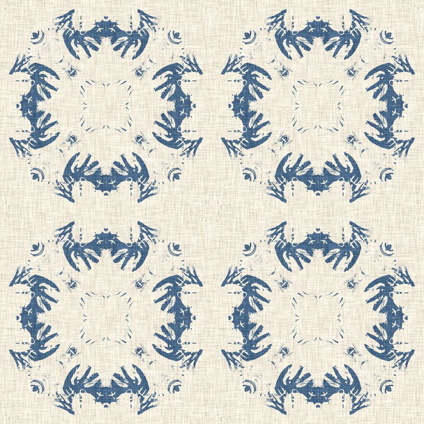 Francuska niebieska kołdra z nadrukiem wzór tkaniny dla shabby szykowny styl wystroju domu. Rustykalny gospodarstwo dom wiejski domek bielizna bezszwowe tło - Zdjęcie, obraz