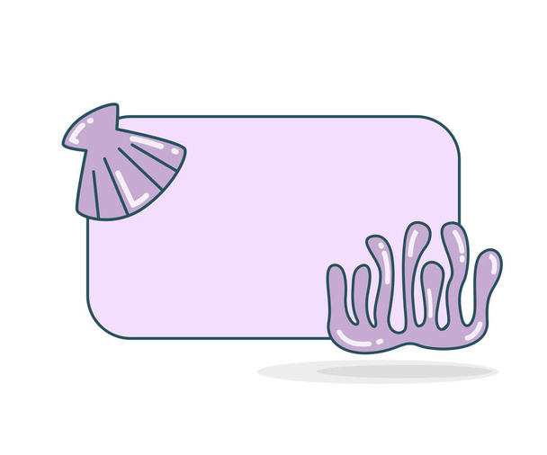 blanco notitiebord met schelp- en zeewiervector illustratie - Vector, afbeelding
