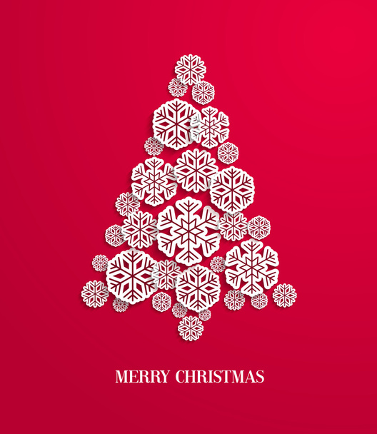 Christmas tree made of paper snowflakes. - Vector, Image