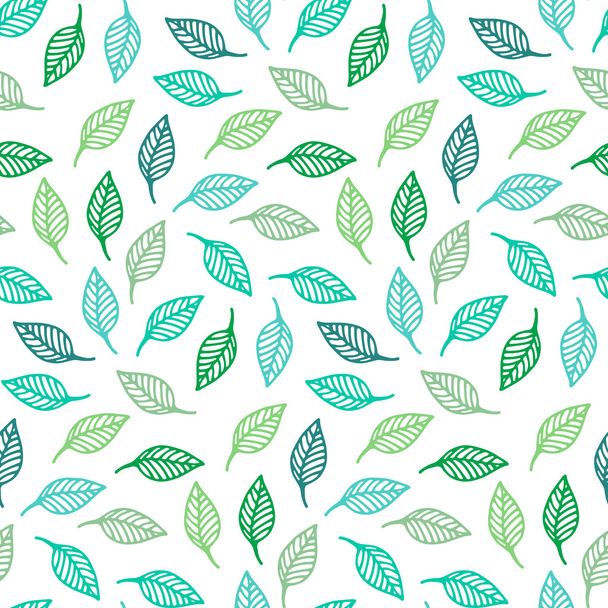 Бесшовный узор с зелеными листьями - Вектор,изображение