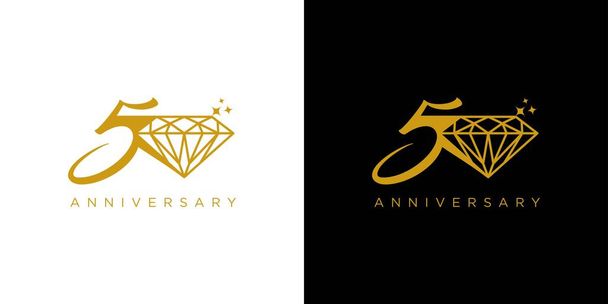 Modern and luxury 50 diamond celebration logo design - Wektor, obraz