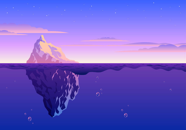 Beautiful Sunset Iceberg Landscape Illustration - Vettoriali, immagini