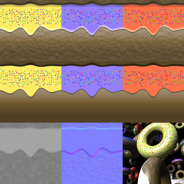 Donuts textures générées avec diffuse, bosse et normale
 - Photo, image