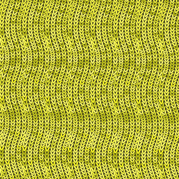 Stijlvol gebreid. Geel gebreide Textuur. Wollen trui tricot print. Winterstof patroon. - Vector, afbeelding