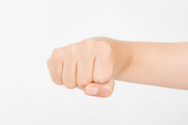 fist isolated on a white. Front view. Mock up. Copy space. Template. Blank. - Photo, Image