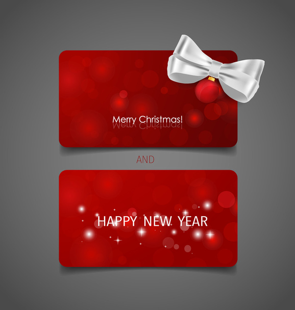 Holiday gift coupons with gift bows and christmas ball, vector i - Vektori, kuva
