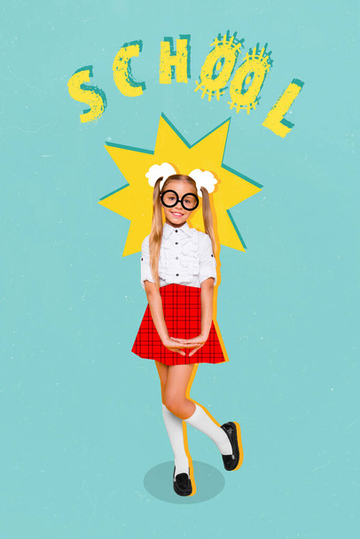 Exclusive painting magazine sketch image of small kid wear drawing eyewear isolated painting background. - 写真・画像