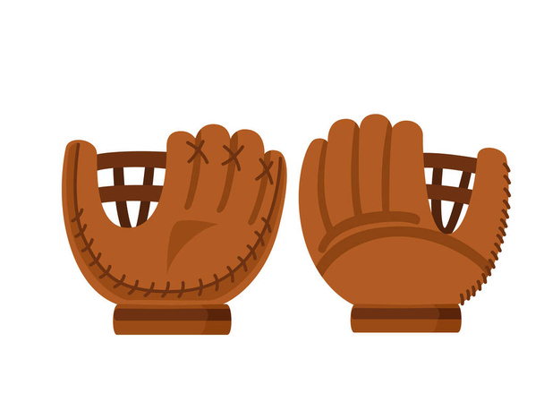 Brown leather baseball glove vector illustration isolated on white background. - ベクター画像