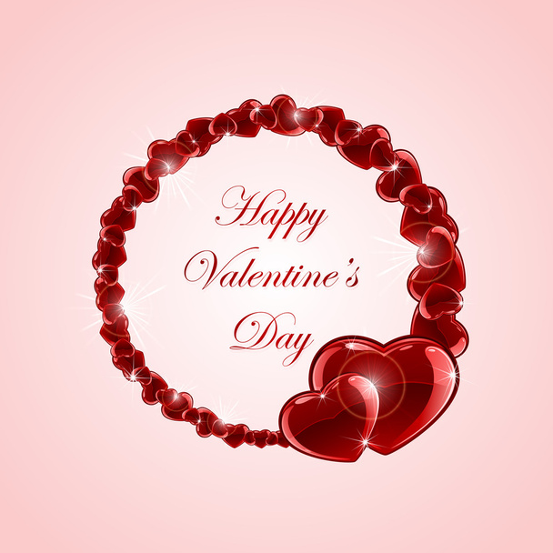 Shiny hearts on pink Valentines background - Vetor, Imagem