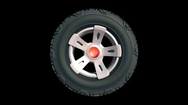 Tyre wheels 3D render on dark background - Záběry, video