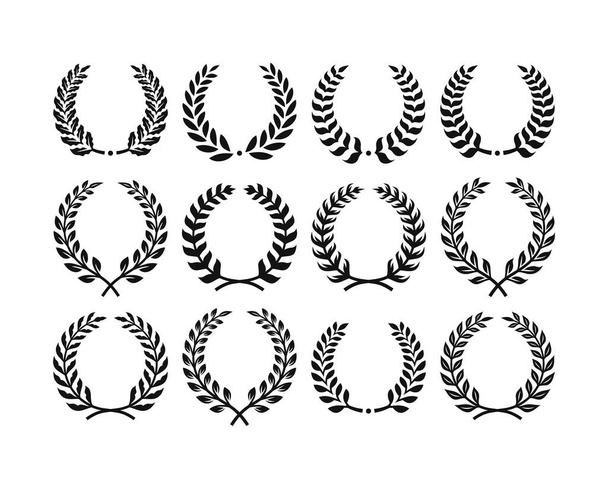 Laurel leaf Wreath Clip art vector of Laurus Nobilis tree silhouette Clipart, isolated on white background. - ベクター画像