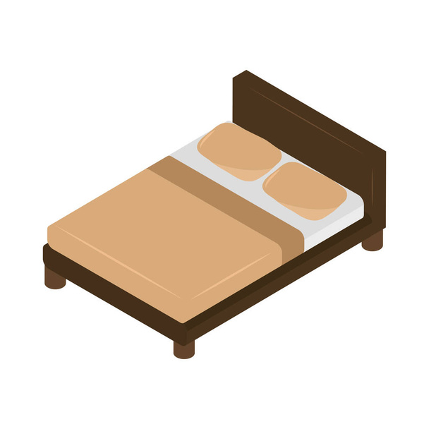 bed furniture isometric icon isolated - Vetor, Imagem