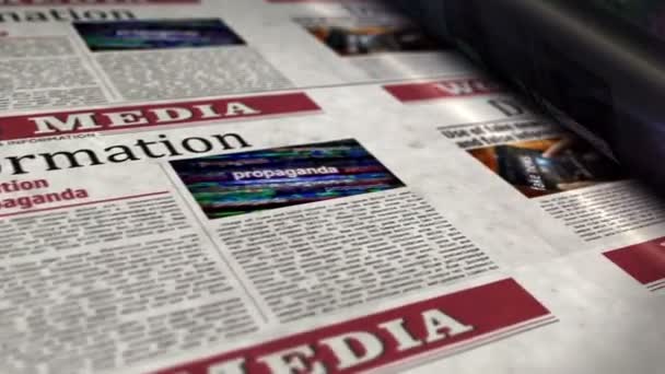 Disinformation fake news, manipulation and propaganda daily newspaper report roll printing. Abstract concept 3d rendering seamless looped animation. - Πλάνα, βίντεο