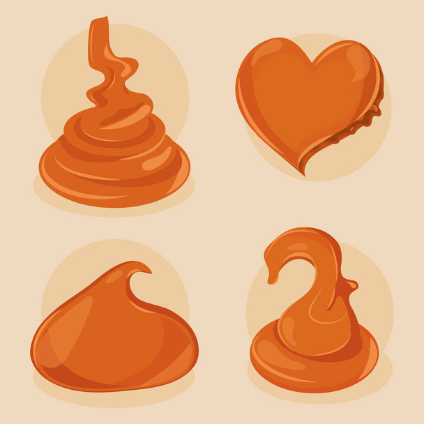 caramel icons collection vector style - Διάνυσμα, εικόνα