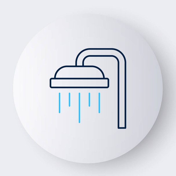 Linia Prysznic z kroplami wody płynącej ikony izolowane na białym tle. Kolorowy koncept. Wektor. - Wektor, obraz