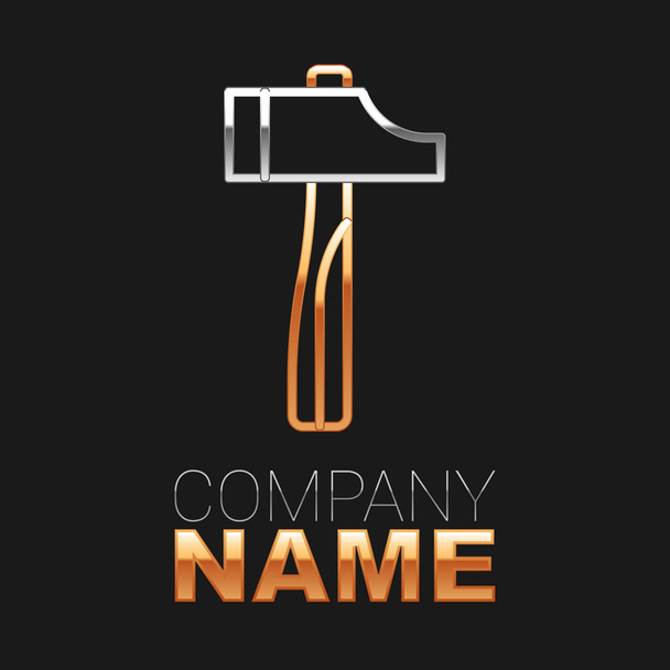 Line Hammer icon isolated on black background. Tool for repair. Colorful outline concept. Vector. - Vector, Image