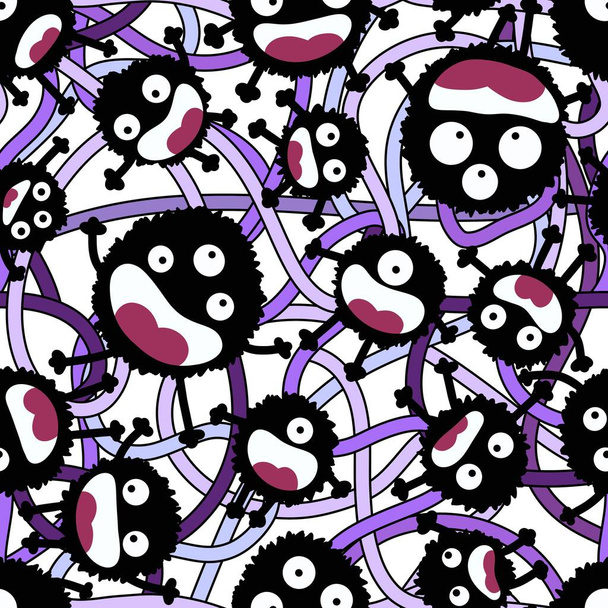 Cartoon monsters aliens seamless kids emoticons pattern for wrapping paper and festive accessories and school notebooks and fabrics and Halloween. High quality illustration - Valokuva, kuva