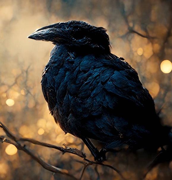 dark crow sitting on a branch - Photo, Image
