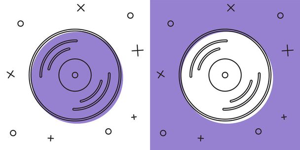 Set Vinyl disk icon isolated on white and purple background. Vector. - Vector, Image