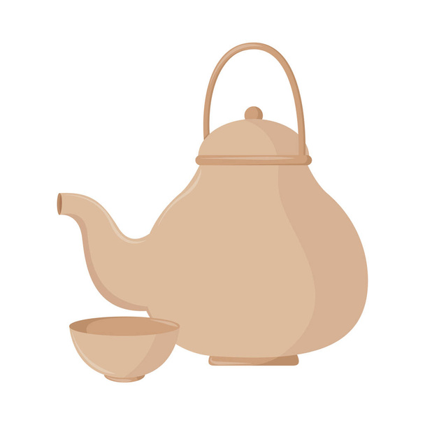 teapot and cup isolated icon - Διάνυσμα, εικόνα
