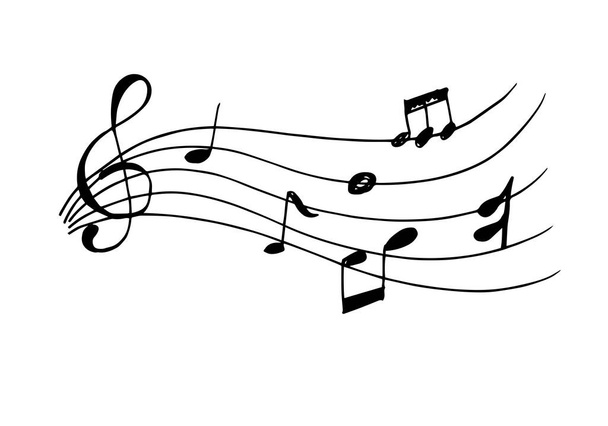 Musik Note Design-Element im Doodle-Stil auf weißem Hintergrund. Vektor-Illustration. - Vektor, Bild