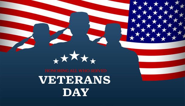 Veterans day with American flag, modern design - Vector, Image