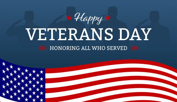 Veterans day with American flag, modern design - Vector, Image