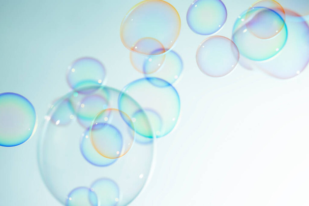 Abstract Beautiful Colorful Soap Bubbles Background. Soap Sud Bubbles Water. - Foto, Imagem