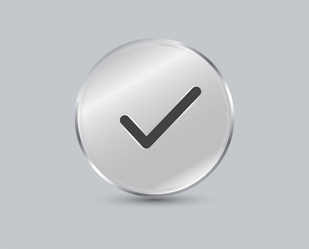 Check mark button isolated on gray background. check list icon. Vector illustration. - Vektör, Görsel