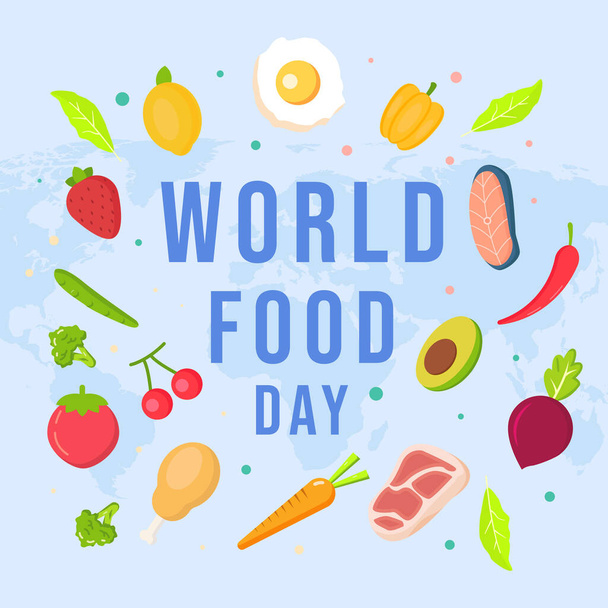 world food day illustration design in flat style - Διάνυσμα, εικόνα