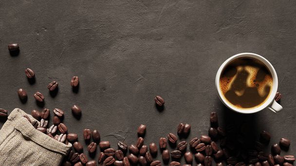 кавовий кухоль і боби фон, 3d рендеринг
 - Фото, зображення