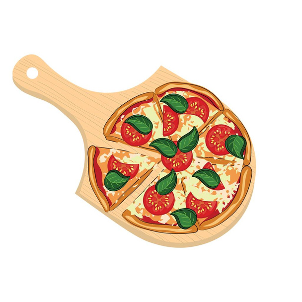Delicious pizza Margarita on white background, top view - Vector, Image