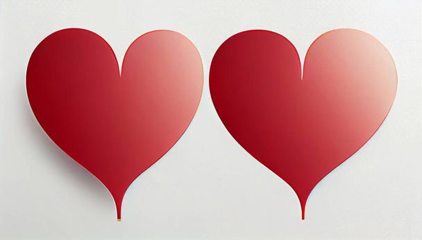 two red hearts on white background. High quality illustration - Foto, Imagen