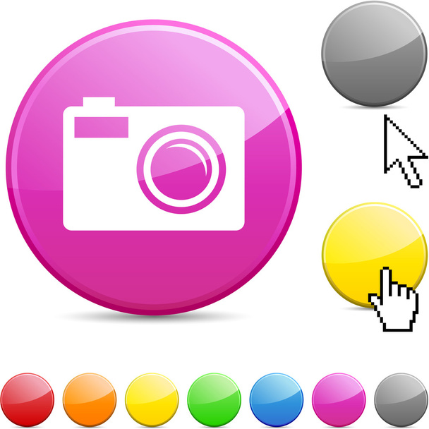 Photo glossy button. - Vecteur, image