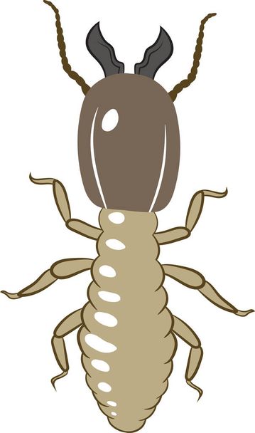 Termite 2d Vector Clipart. Insekten Käfer Würmer Schädlinge und Fliegen isoliert. - Vektor, Bild